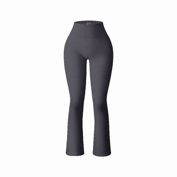 OQQ Women's Yoga pants ribbed seamless sports high-waisted flare pants