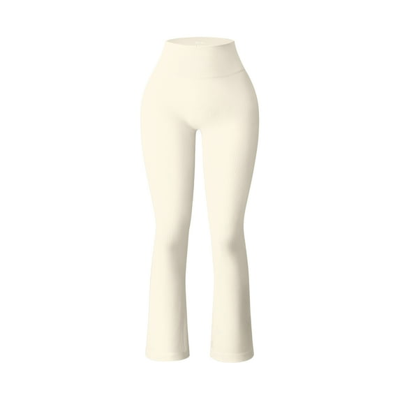 OQQ Women's Yoga pants ribbed seamless sports high-waisted flare pants