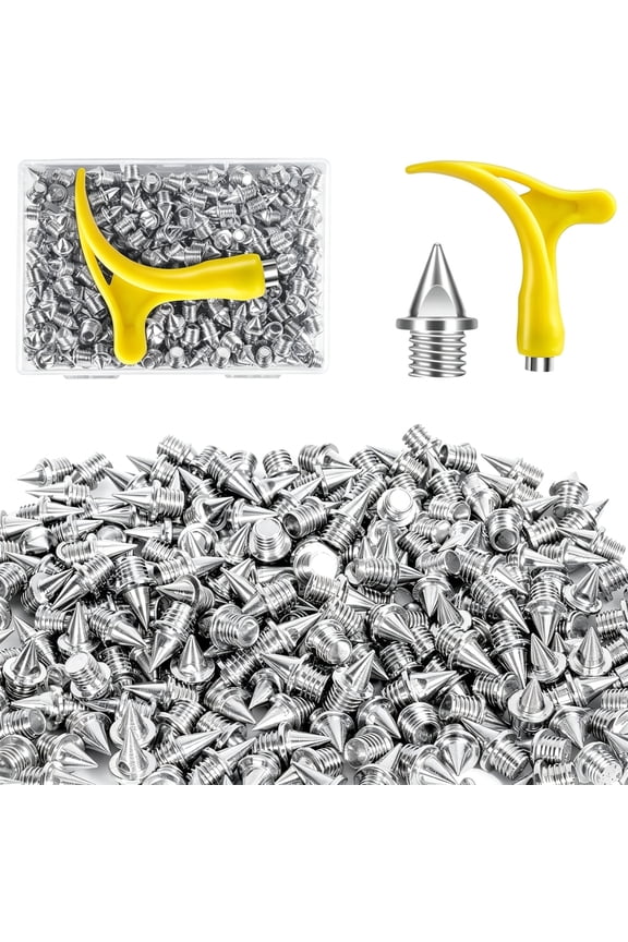 1/4 Inch Track Spikes,130pcs Stainless Steel Pyramid Shoe Spikes with Spike Wrench for Track and Cross Country,Replacement Spikes for Sprint Short Running Shoes