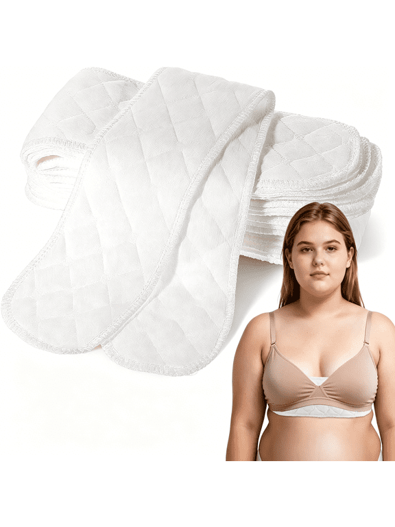 10 Pcs Cotton Bra Liners,3 Layer Washable Bra Sweat Liners Reusable under Breast Sweat Pads for Women,18X3 Inch