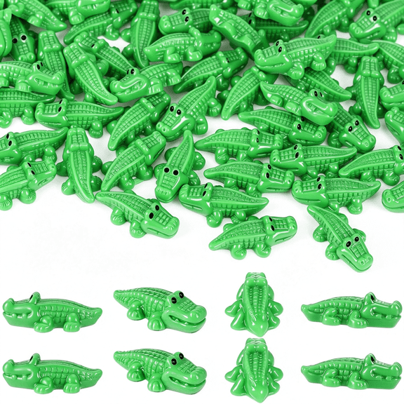 OQRKI 100 Pcs Mini Alligator Figurines Mini Resin Crocodiles Figurines Small Alligator Figure Resin Tiny Animals for Landscape Aquarium Garden Desktop (Classic)