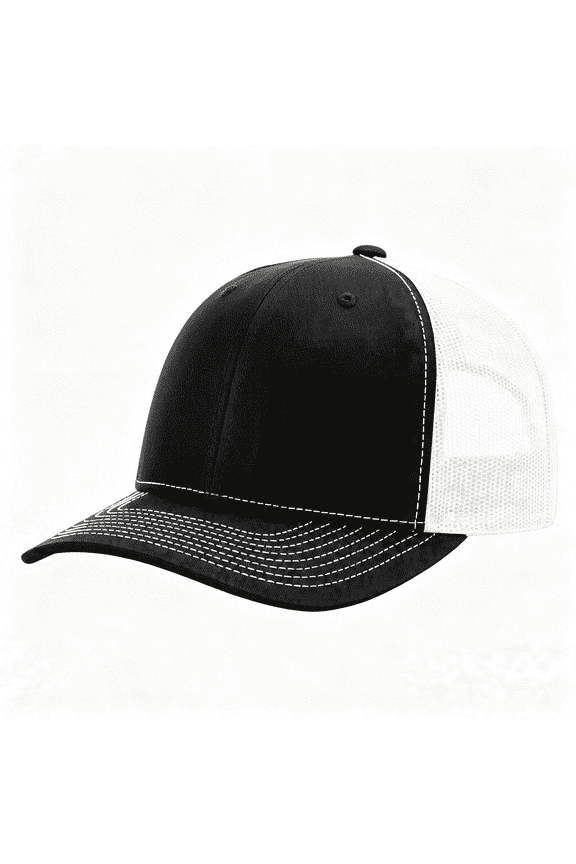 112 Trucker Hat - Premium Blank Baseball Cap, Adjustable Snapback Hat - Structured Six Panel Versatile Black Cap Blank Hats