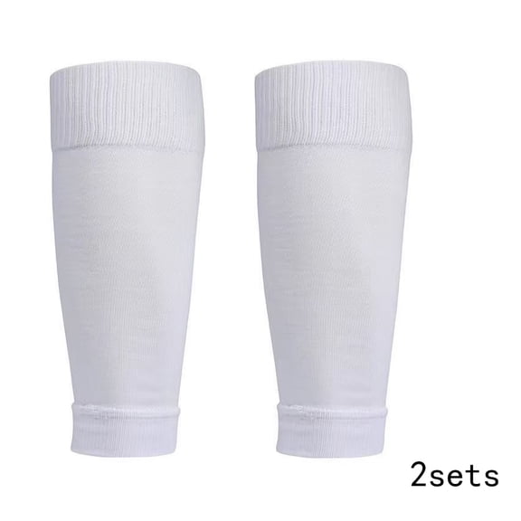 OQRKI 2 Pairs Compression Football Sock Sleeves Soccer Shin Guards Sleeves Pre Cut Basketball Socks White Footless Sport Socks 2 Pairs Football Compression Socks