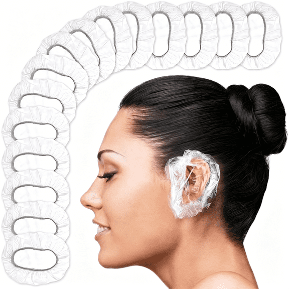 OQRKI 200Pcs Ear Shower Caps Disposable,Stretch Up from 1.9"To 4.6"-Lightweight&Disposable Ear Covers for Shower to Protect Ears from Water Splashes-Suitable During Showers,Baths and Hair Coloring