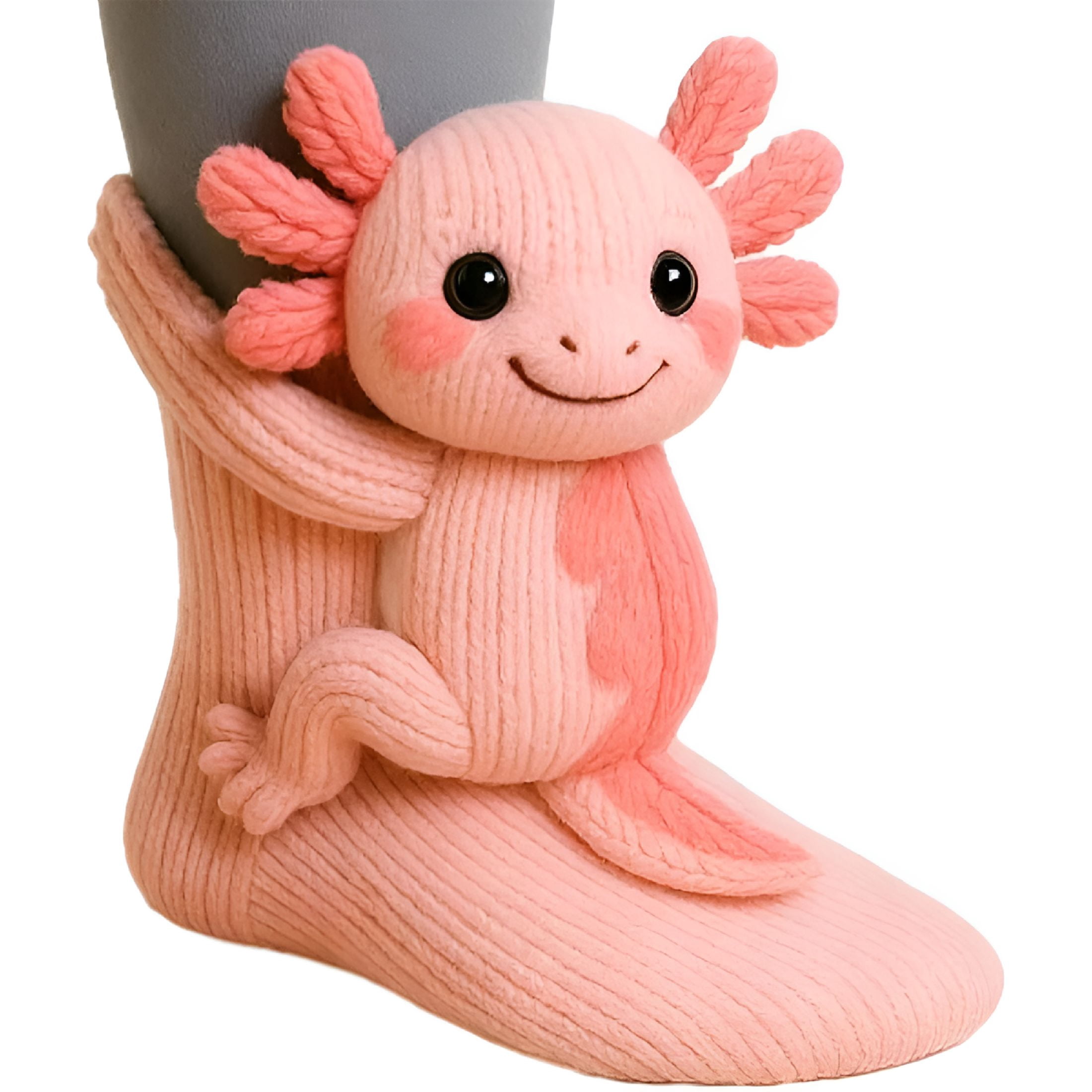 OQRKI 2026 New 3D Knit Animal Socks - Funny Warm and Soft Long Stocking Stuffers Socks, Fun & Adorable Christmas Gifts, Cozy Socks for Fall & Winter - Axolotl