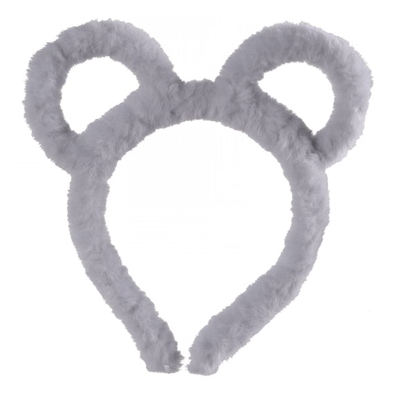 OQRKI 2026 New Korean Women Winter Thick Plush Headband Round Mouse Bear Ears Hair Hoop Candy Color Makeup Metal Bandana Gifts Gray Mouse Ears