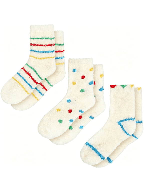 3 Pairs Aloe Socks Moisturizing Socks Overnight for Dry Cracked Feet,Cute Fuzzy Aloe Infused Sock Spa Sock for Christmas Women,Non Slip Coral Fleece for Softening,Care After Pedicure