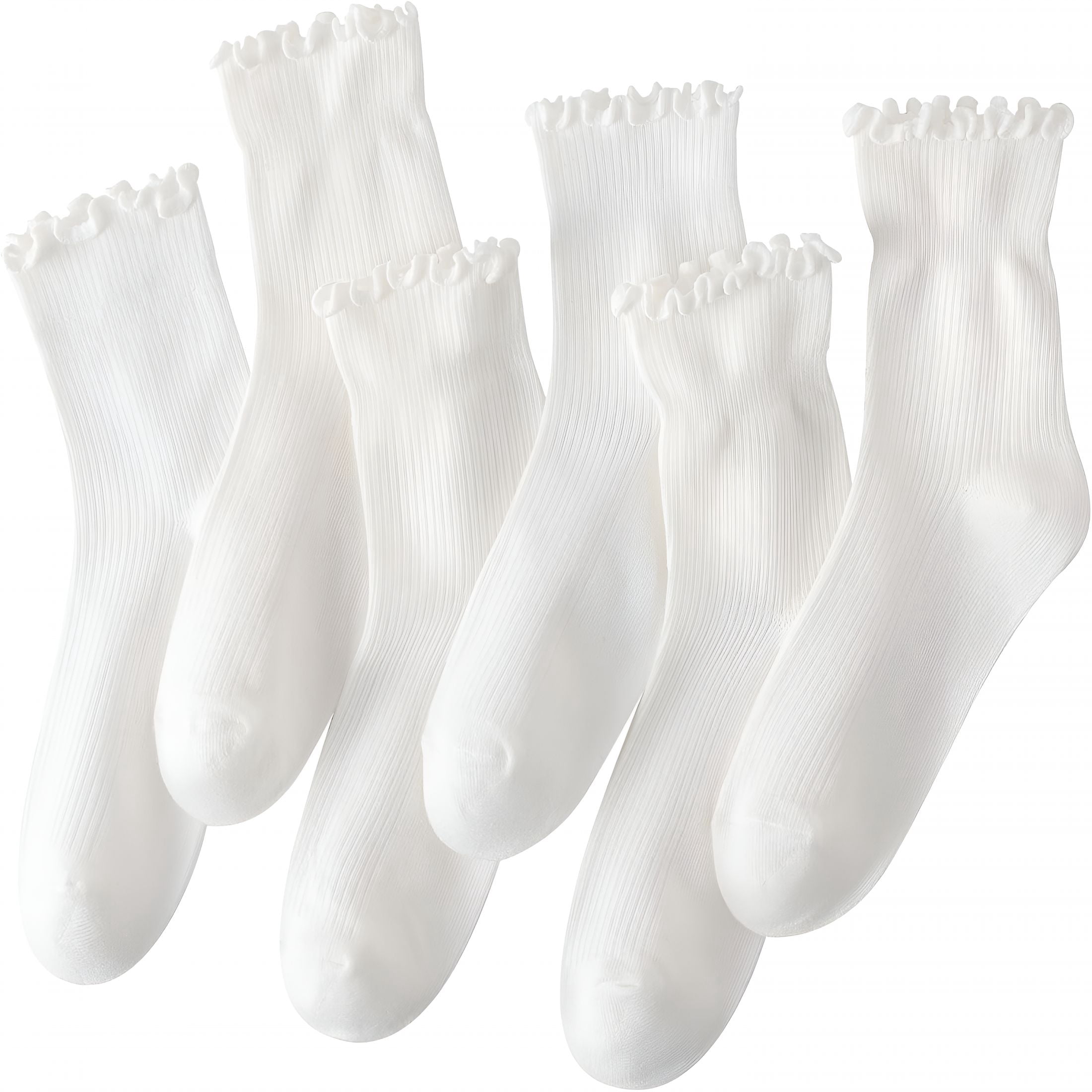 OQRKI 6 Pair Women Ankle Ruffle Socks for Girls Casual Cute Slouchy ...