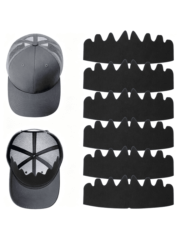 6 Pcs Black Baseball Caps Inserts Shapers,Flexible Washable Reusable Hat Liner Cap Fitter Inserts,Felt Hat Sweat Liner Hat Support Brim Shaper for Snapback Caps Fitted Caps Sport Caps