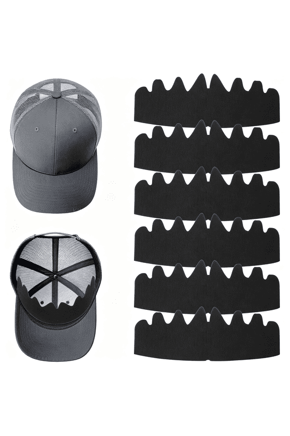 6 Pcs Black Baseball Caps Inserts Shapers,Flexible Washable Reusable Hat Liner Cap Fitter Inserts,Felt Hat Sweat Liner Hat Support Brim Shaper for Snapback Caps Fitted Caps Sport Caps