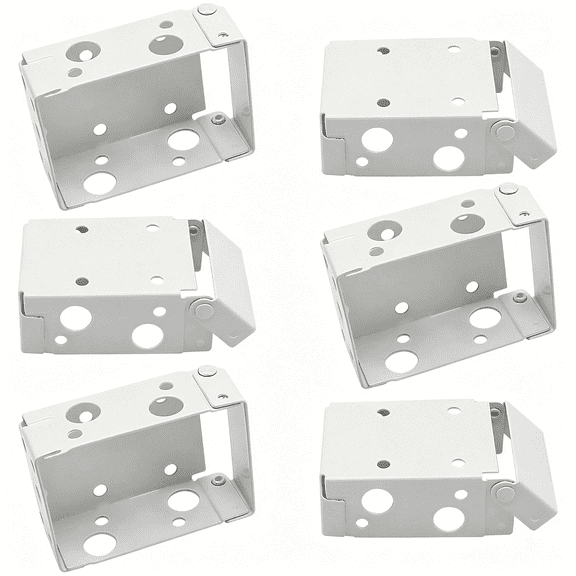 OQRKI 6Pcs Blind Brackets, 2.5 Inch White Low Profile | Box Mounting Bracket, Window Blinds Headrail Bracket, Outer Size 2.66 Inch Window Blind Brackets