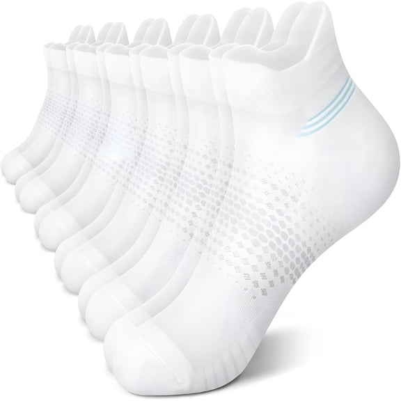 OQRKI Ankle Compression Socks for Women 6 Pairs,Running Socks with Heel Tab,Cushioned Low Cut Athletic Socks