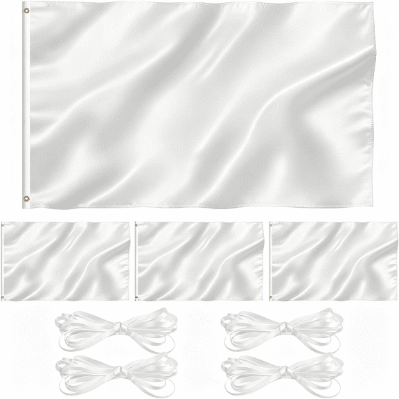 OQRKI Blank White Flag 3X5 Feet Diy Blank Flag Plain White Flag 100D Polyester Canvas Header and Double Stitched with Brass Grommets White Flag(12)