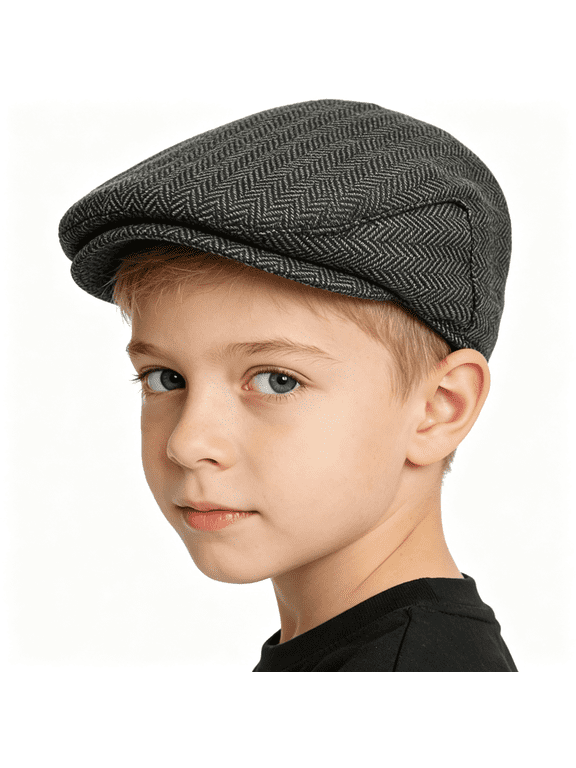 Boys Vintage-Newsboy-Cap Toddler Tweed-Cabbie-Gentlemen Beret Hat for 4-8Y,Classic Toddler Boy Hat
