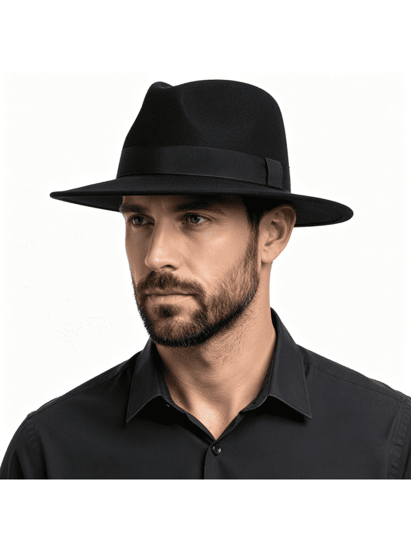 Classic Fedora Hats for Men and Women Wide Brim Felt Panama Hat Vintage 1920S Gangster Hat, Stylish Fisherman Hat