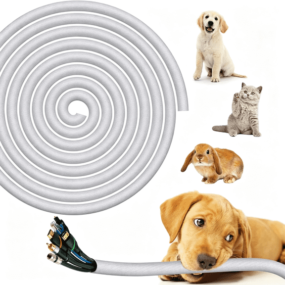 OQRKI Cord Protectors from Pets No Chew, 13ft White Cable Sleeve Management, Wire Protector Tubing for Pet Dog Cat Rabbits Proof, Flexible Expandable Braided Cable Wrap Cover for USB*04