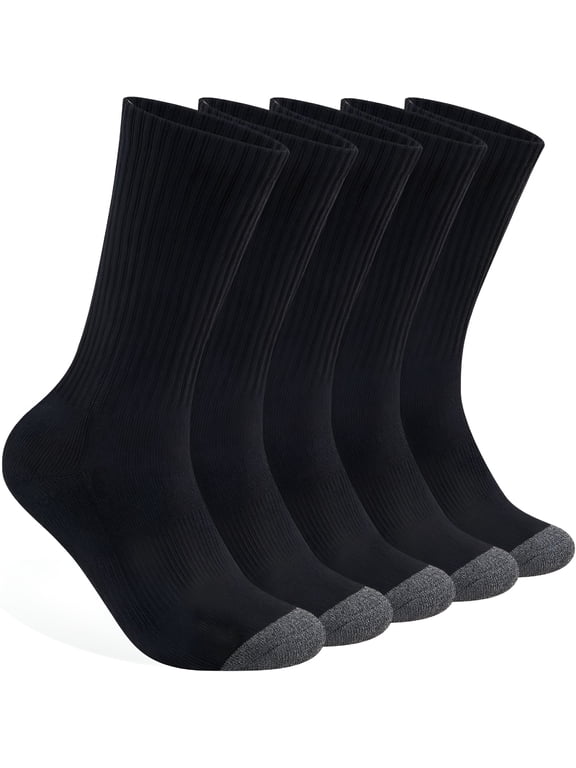 Cotton Cushioned Crew Socks, Athletic Performance Moisture Wicking Work Socks