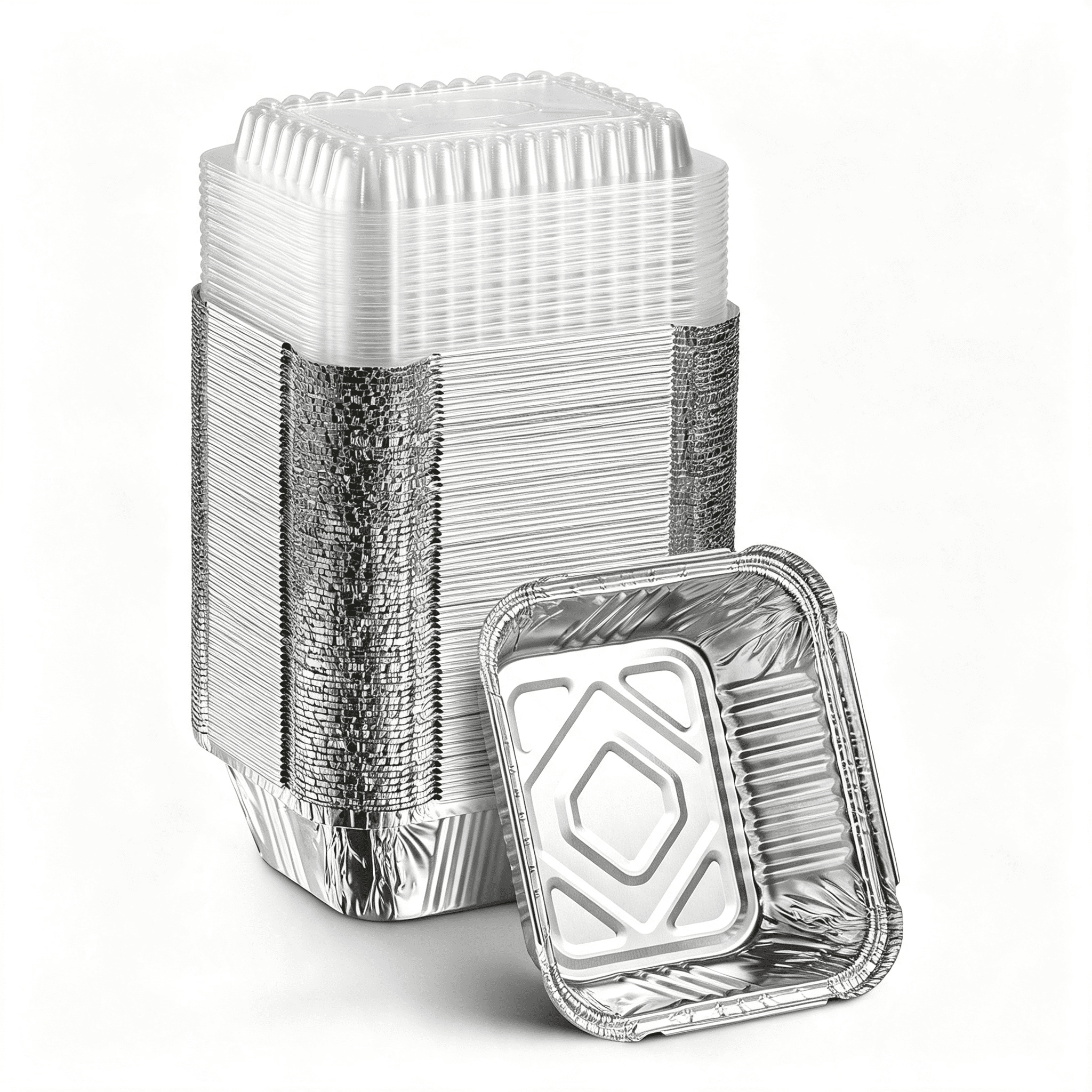 OQRKI Disposable Takeout Pans with Clear Lids 1Lb Capacity Aluminum ...