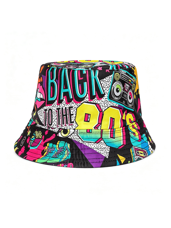 Fashion 80S 90S Bucket-Hat Fishing-Hat Packable Fisherman Hat Rave Party Accessories Hat for Men Women Summer Beach Party Supplies Multi Packable Rave Party Bucket Hats for Women