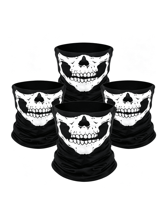 Ghost Face Balaclava 4Pcs Skull Mask Set-Skeleton Motorcycle Gator Mask for Men,Outdoor Sports,Outdoor Sports Skull Mask Black