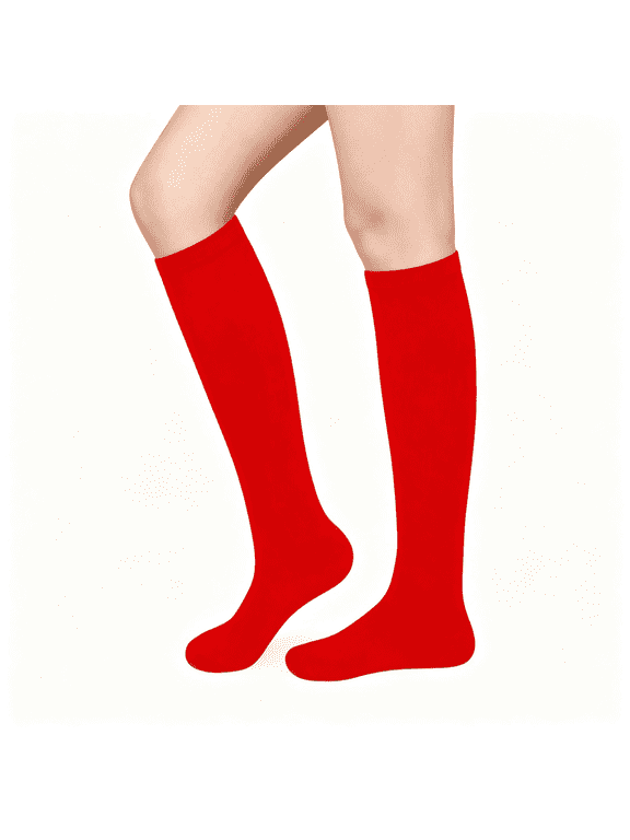 Knee High Socks for Women Knee Socks Tube Socks Womens Athletic Socks Cotton Tall Socks Long Socks Knee High Stockings Comfortable Red Socks