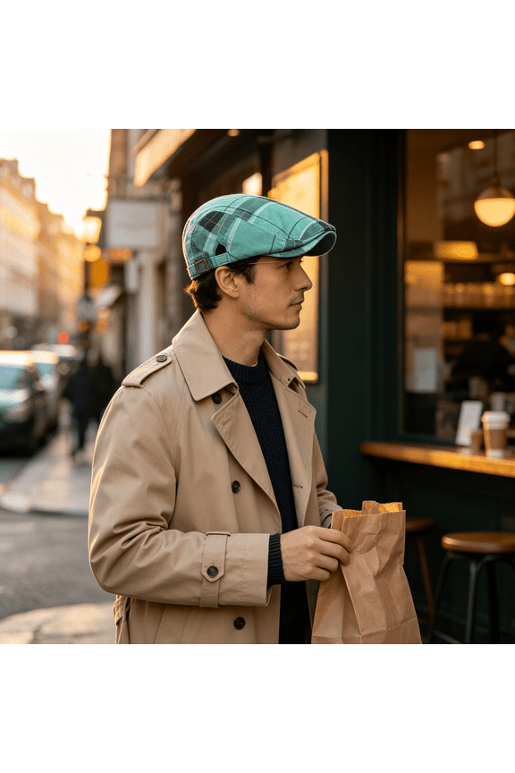 Men'S Striped Plaid Newsboy Hat Cabbie Beret Ivy Flat Cap Adjustable Gatsby Hat Hunting Driving Cap, Stylish Boston Scally Caps for Men