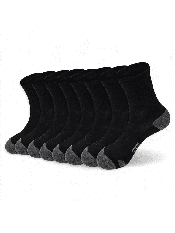 Mens Athletic Socks Cushioned Crew Socks Breathable Moisture Wicking Sock for Workout Sport Traveling Mens Black Crew Socks Size 9-11