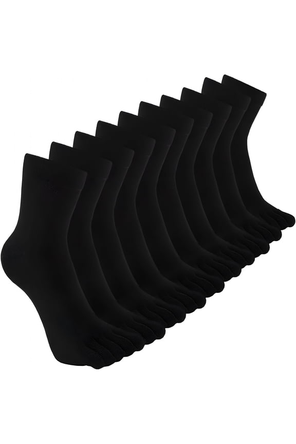 Mens Toe Socks Cotton Athletic Running Five Finger Crew Socks