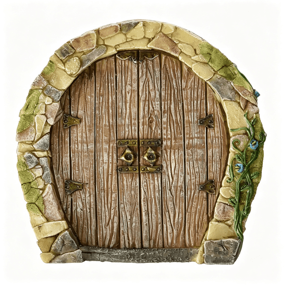 OQRKI Miniature Fairy Garden Enchanted Gnome Home Door, Fairy Door Fairy Garden Brown