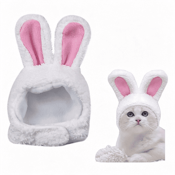 OQRKI Plush Bunny Ears Pet Headband,Rabbit Ear Hat for Cat Small Dogs Halloween Party Costume Headwear Cat Costumes for Cats Only