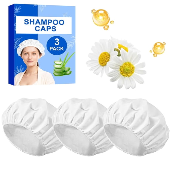 OQRKI Shampoo Caps No Rinse for Elderly Bedridden Patients Pregnancy Camping 3 Pack Microwavable Waterless Hair Washing and Conditioning Rinse Free Shower Caps