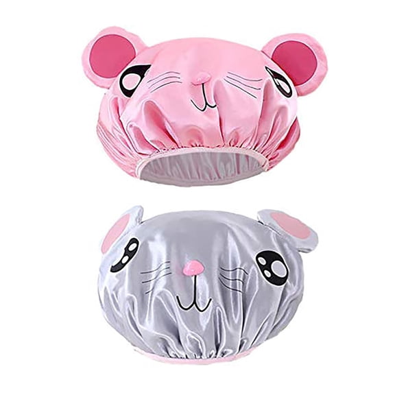 OQRKI Shower Cap,2Pcs Funny Cute Cartoon Bath Hat,Waterproof Shower Bath Caps,Elastic Bath Cap for Boys Or Girls Durable Kids Shower Cap