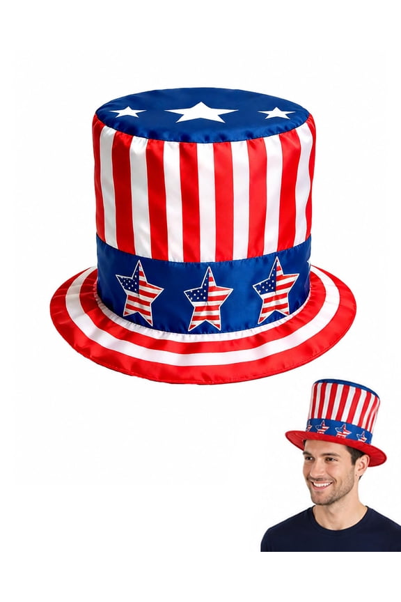 Uncle Sam Hat for 4Th of July Patriotic Usa Accessories,One Size Red White and Blue Classic Cap,Breathable Elastic Band Ensures All-Day Comfort at Summer Festivals & Parades