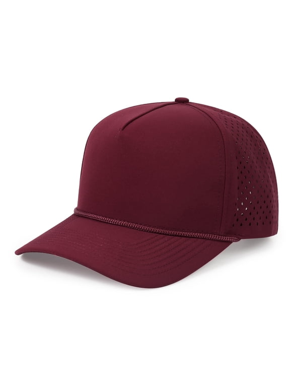 Waterproof Golf Rope Hat 5 Panel Performance Snapback Cap for Men, Breathable Perforated Mesh Baseball Cap, Lightweight Outdoor Sports Workout Running Hat