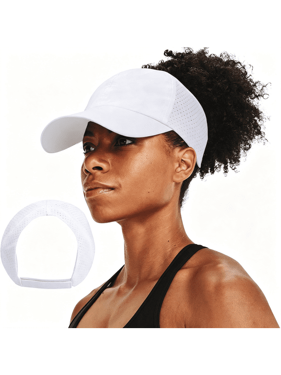 Women Backless Ponytail Baseball Cap | Curly Hair, Afro Puff, High Messy Bun, Adjustable Perforated Ponycap Backless Perforated Baseball Hats for Women