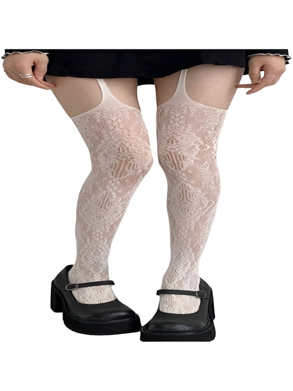 Women's Lace Tights Suspender Pantyhose Sheer Thigh High Garter Stockings