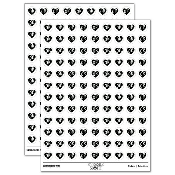 OR Oregon State in Heart 200+ Round Stickers - White - Matte Finish - 0.50" Size