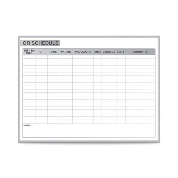 OR Schedule Magnetic Whiteboard, 3 x 4 ft.