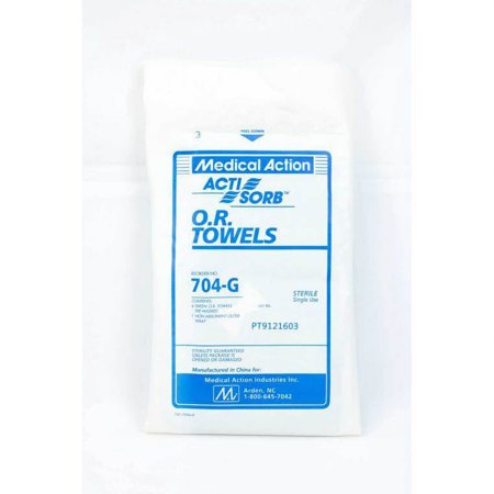 OR Towel, Operating Room, Cotton, 17" x 26", Green, Sterile, 4/PACK