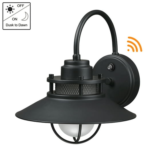 ORA 1-Light 11-in Matte Black Dusk to Dawn Outdoor Wall Light