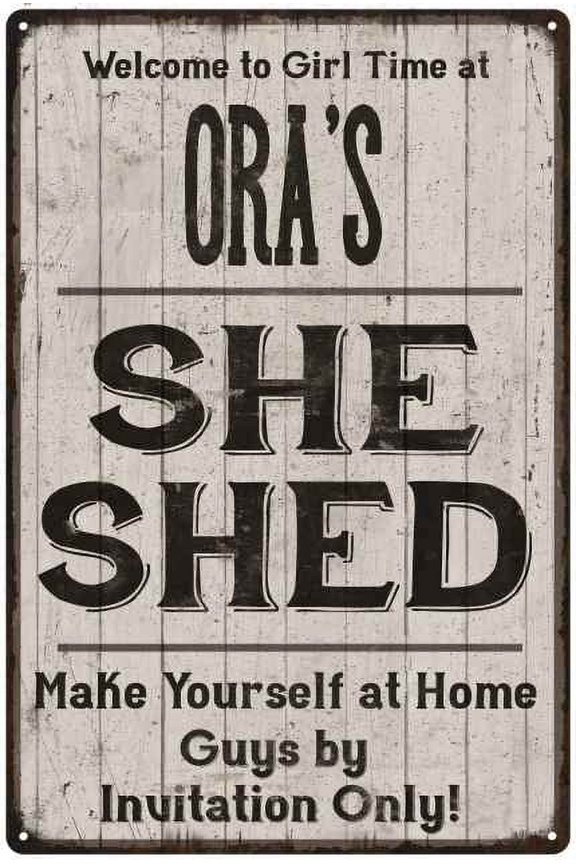 ORA'S She Shed Sign Lady Cave Gift 8 x 12 High Gloss Metal 208120082497