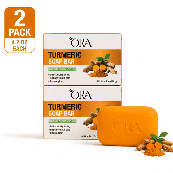 ORA Turmeric Soap Bar – Cleansing Soap for Face & Body – 4.2 oz - 2 Bar Pack