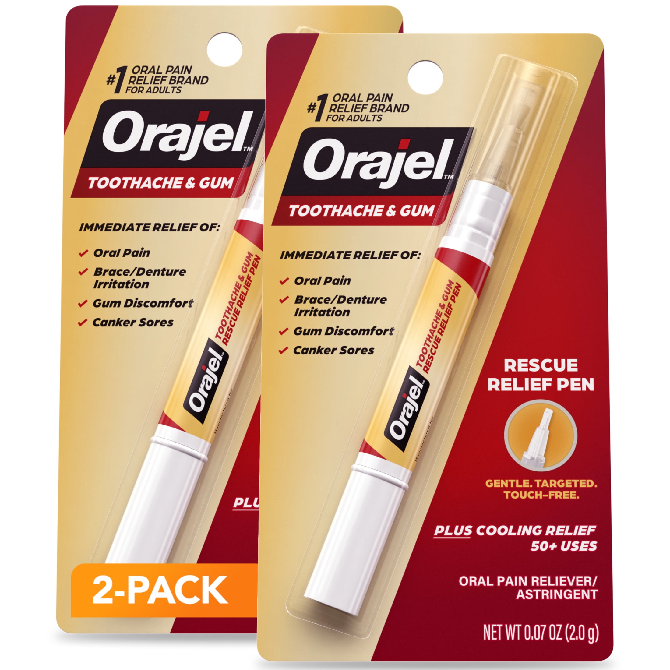 Orajel Rescue Relief Pen with Menthol, Touch-Free Applicator, 0.07 oz, 2 pack