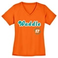 thumbnail image 1 of ORANGE Dolphins Jaylen Waddle 17 Logo LADIES V-NECK T-shirt ADULT, 1 of 1