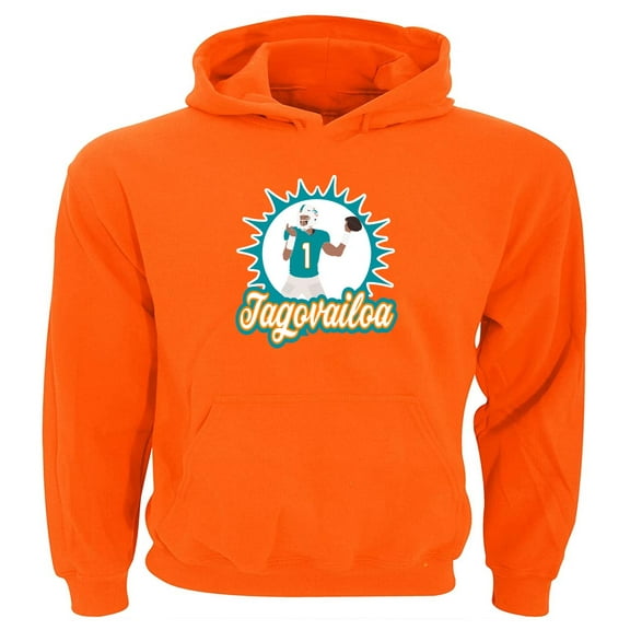 ORANGE Dolphins Tua Tagovailoa Logo Hooded Sweatshirt ADULT