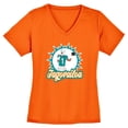 thumbnail image 1 of ORANGE Dolphins Tua Tagovailoa Logo LADIES V-NECK T-shirt ADULT, 1 of 1