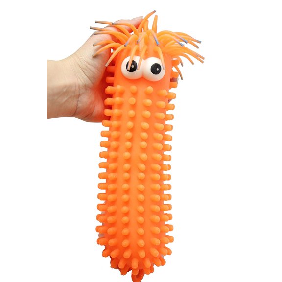 (ORANGE) Giant Knobby Puffer Worm - Sensory Fidget and Stress Balls - OT Autism SPD