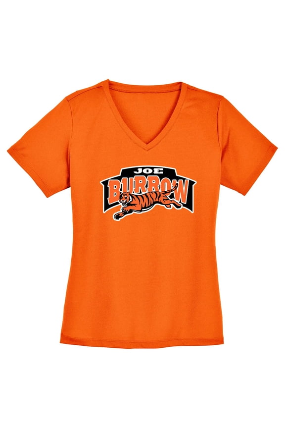 ORANGE Joe Burrow Bengals Logo LADIES V-NECK T-shirt ADULT 2XL