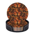 thumbnail image 1 of ORANGE MONARCH BUTTERFLY PATTERNED Coasters With Leather Holder Set Of 6 Round Coasters for Home and Kitchen Decor, 1 of 7