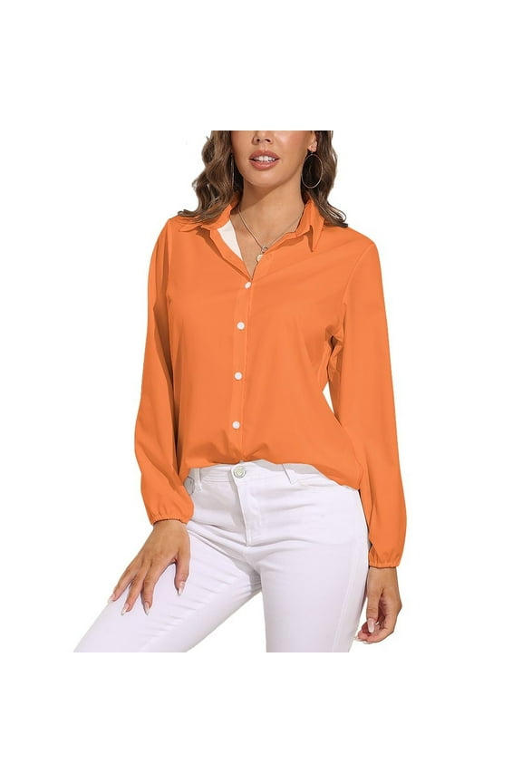 ORANGE Mango Tango Long Sleeve Blouse Woman Streetwear Casual Shirts Summer Oversize Woman Streetwear Clothing Birthday Present